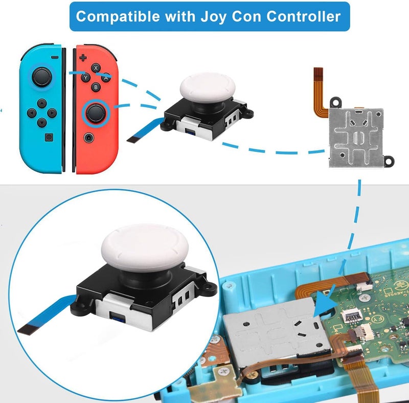 JAOYSTII Joycon Joystick Replacement 4 Pack, 3D Replacement Joystick Analog for Nintendo Switch Joycon, Left/Right Thumb Stick with Thumbstick Grips - Image 2